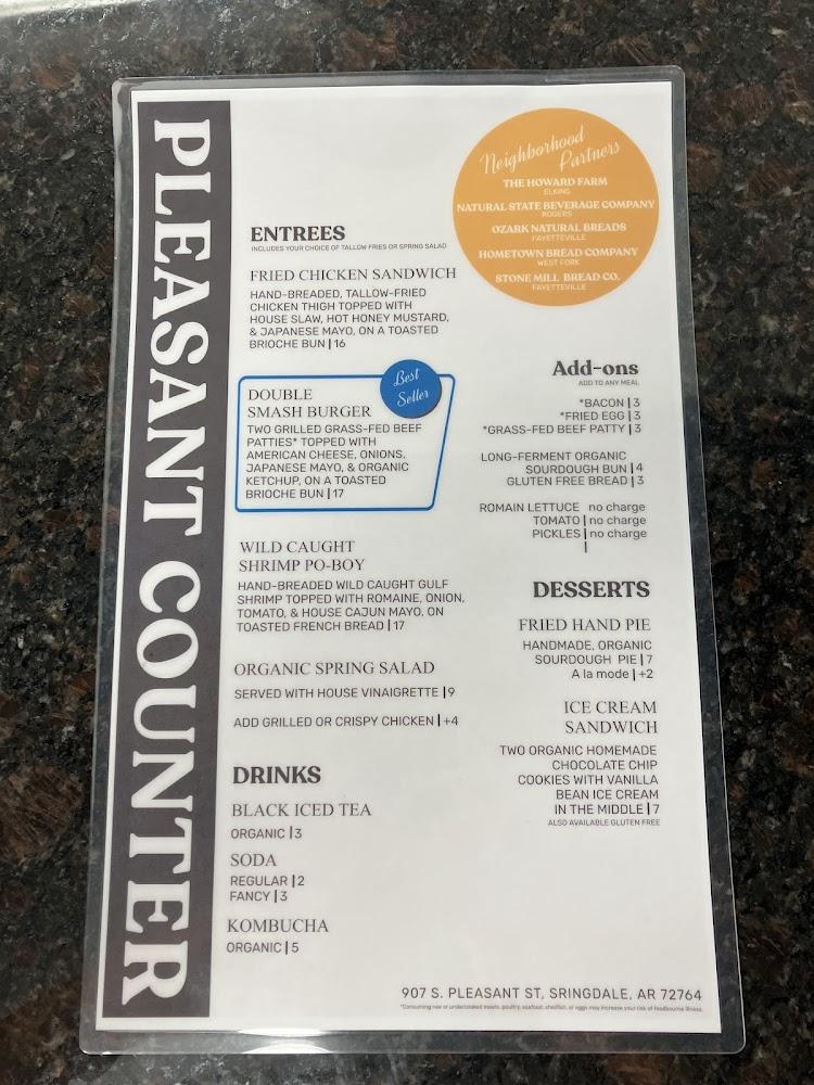Pleasant Counter Menu image 1
